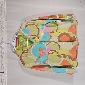 Transitions Linen/Silk Blend Lined Blouse Sz M